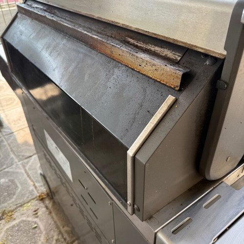 Napoleon Prestige Pro 665 gas grill used with hood and rotisserie