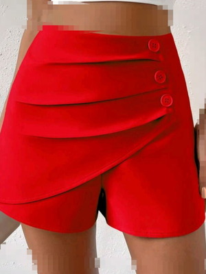 Women's red shorts with side zipper