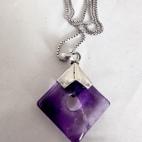 Vintage pendant with amethyst in 925 silver and gold