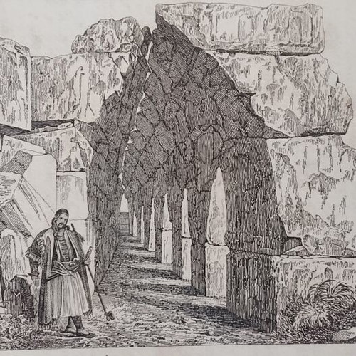 1832 Ancient Tiryntha Chalcography used 21x13cm