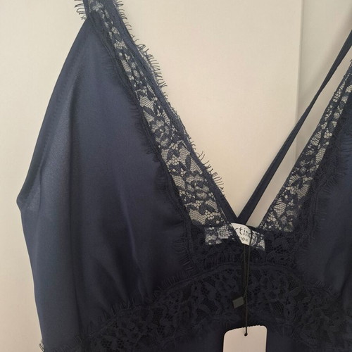 Celestino lingerie long satin dress blue size M new