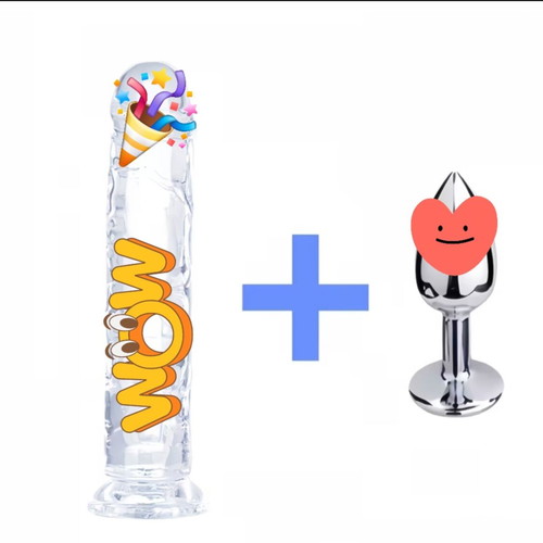Jelly dildo set 15cm with suction cup and 7.5cm steel anal plug new