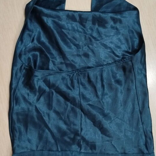 Satin blouse with neck tie like new, blue