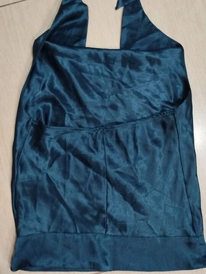Satin blouse with neck tie like new, blue