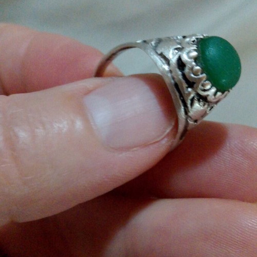 Handmade silver 925 ring with green agate like new
