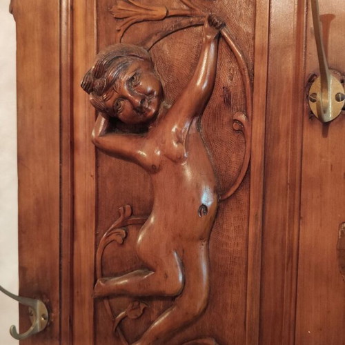 Antique portmanteau used with Art Nouveau mirror