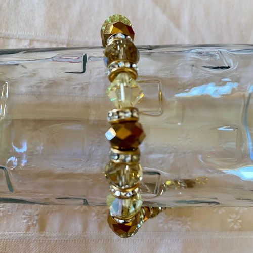 Citrine Beaded Bracelet with Yellow Beads and Gold Accents New