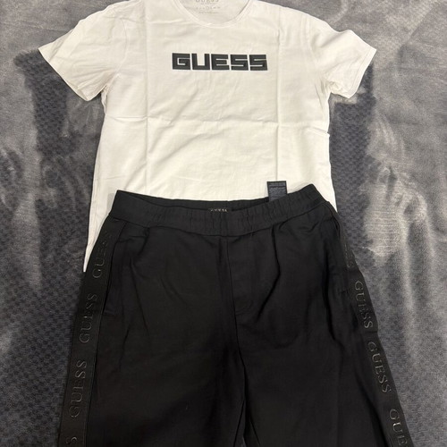 Guess men's set black, new, t-shirt L and shorts M