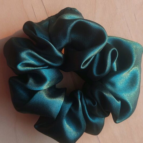 Scrunchie handmade XL satin luxury green new