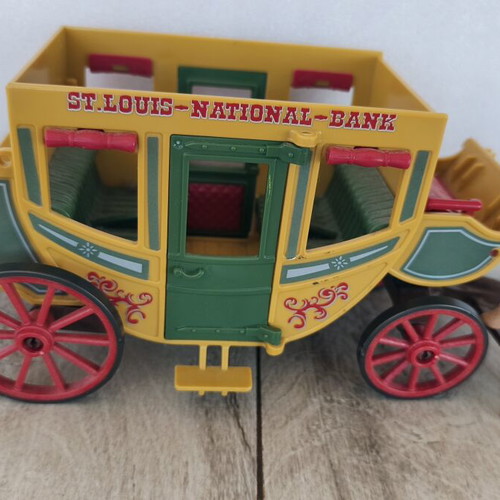 Playmobil Western Stagecoach 70013 with 2 Indian Horses and BANK sign