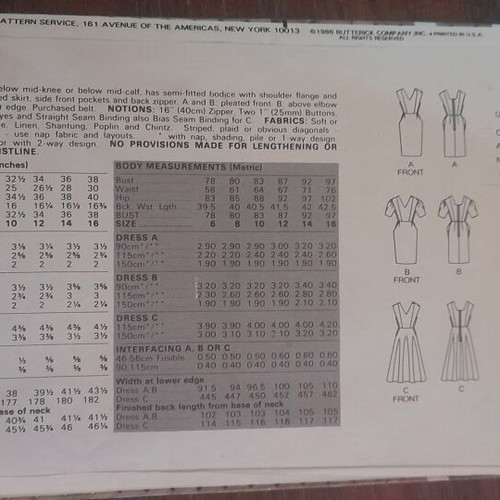 Butterick pattern unused with instructions in English