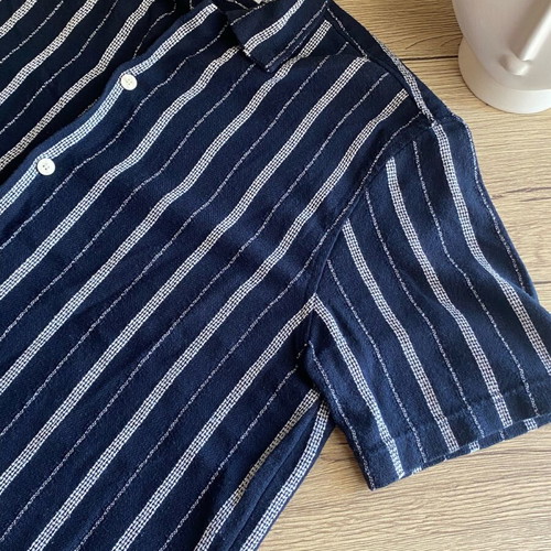 Zara men's blue striped short-sleeve shirt, medium