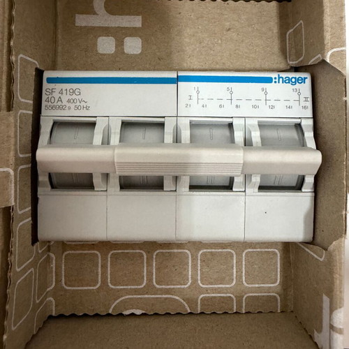 Hager SF419G 4P 40A Rail Transfer Switch