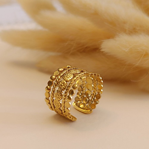 Steel adjustable ring Anatoli new, gold-colored