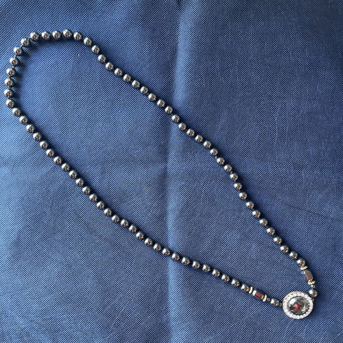 Vintage Hematite Necklace with Rhinestone Pendant like new