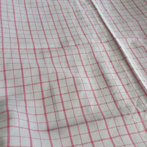 Linen tablecloth new with pink checkered pattern