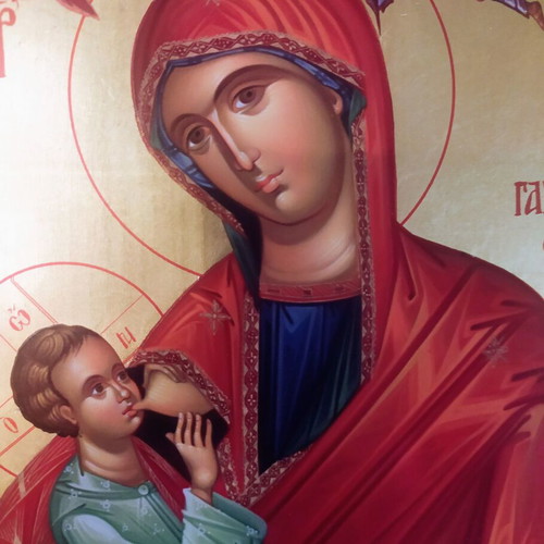 Icon of Panagia Galaktotrofousa new with 24K gold leaf