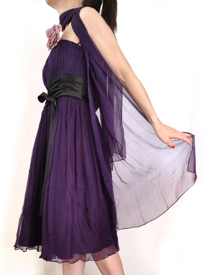 Modissa glam silk strapless dress with scarf like new, purple