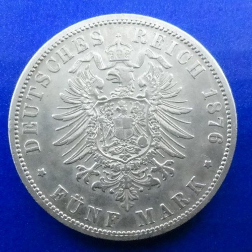 German States Prussia 5 mark 1876 coin used