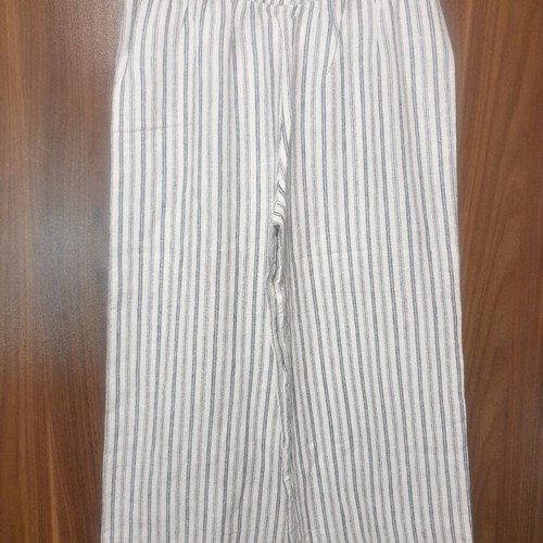 Linen striped pants new, size M, white and gray