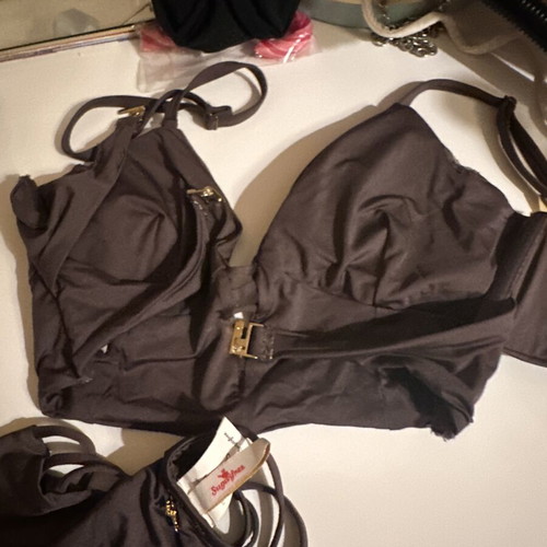 SugarFree brown swimsuit like new with cutouts, size S