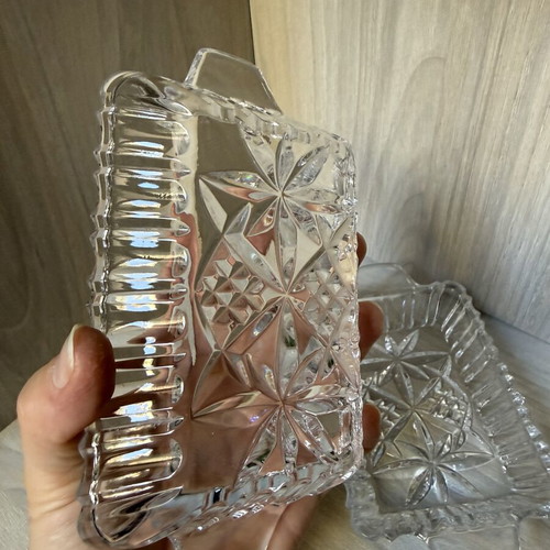 Glass serving plates, set of 2, vintage style