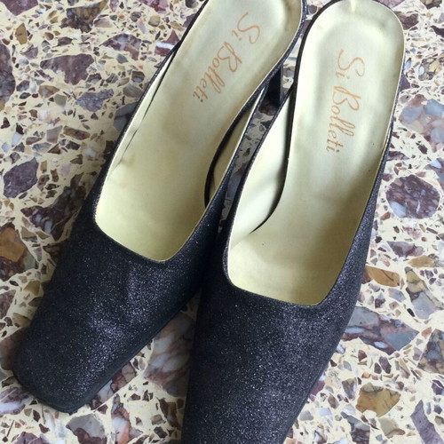 Si Bolleti vintage evening mules size 38 with glitter heel 9 cm like new