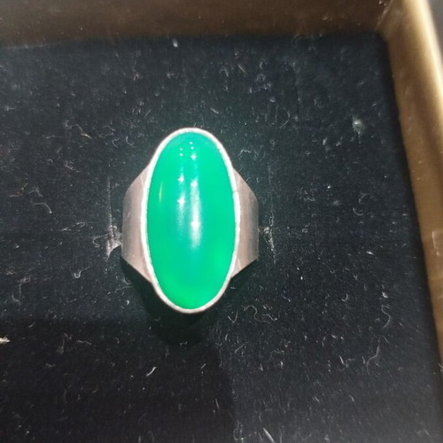 Ασημί 925 δαχτυλίδι με green agate σαν καινούργιο, μέγεθος 54