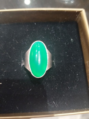 Ασημί 925 δαχτυλίδι με green agate σαν καινούργιο, μέγεθος 54