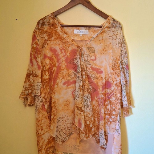 Boho summer t-shirt used, orange, size XL
