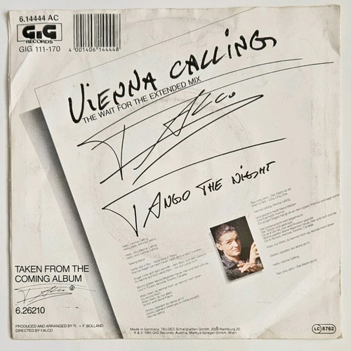 Falco Vienna Calling 7" vinyl record used, German edition