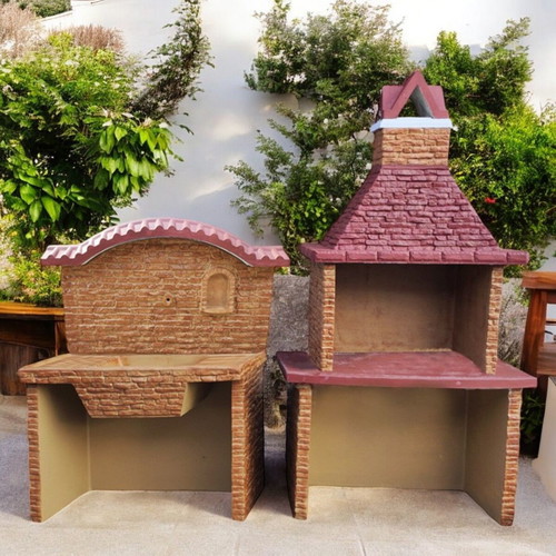 Lidia summer kitchen and garden set with barbecue and concrete sink new