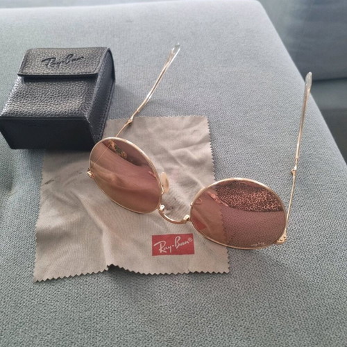 Ray Ban sunglasses used pink gold foldable with mirror