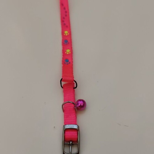 Pink cat collar with patterns and bell new