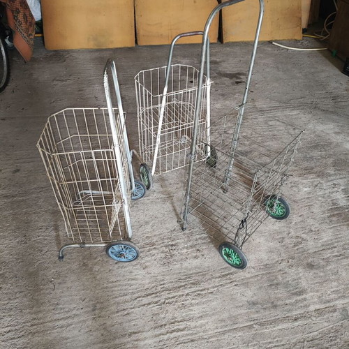 Metal market trolleys used, set of 3 retro vintage with 2 wheels