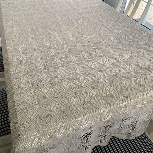 Handmade crochet tablecloth large vintage new for 6-8 people