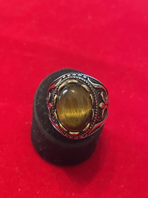 Men's stainless steel ring with tiger's eye used, size 69
