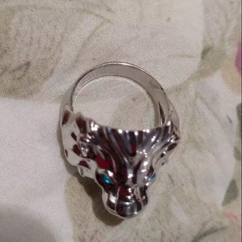 Lion Ring new, silver with diamond and sapphires, unisex