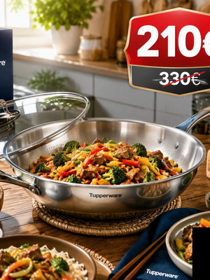 Tupperware Mastro wok 5.2 liters with lid, new