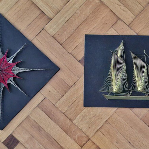 Two decorative frames with woven designs like new