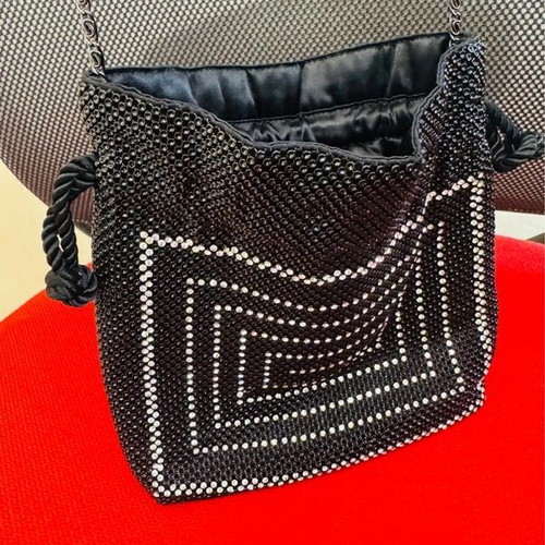 Sceilan Vintage Black Evening Crossbody Bag with Strass new