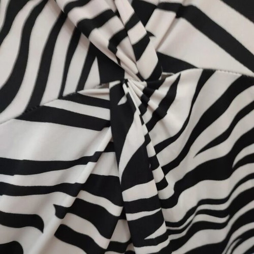 Long-sleeve zebra print bodysuit with V-neck and knot, like new