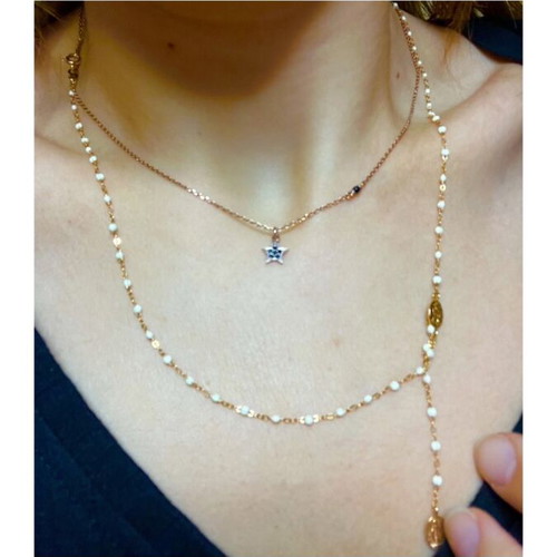 Silver necklace with rose gold plating and black zircon, like new