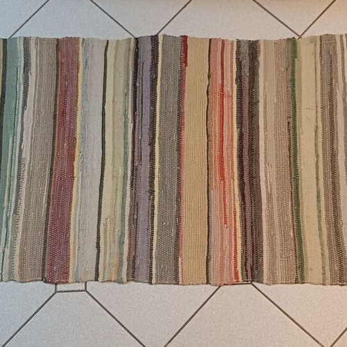 Traditional handmade woven rag rug like new 270x70cm