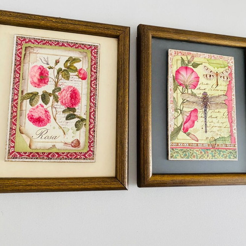 Set of three used frames with wooden frame 17x20