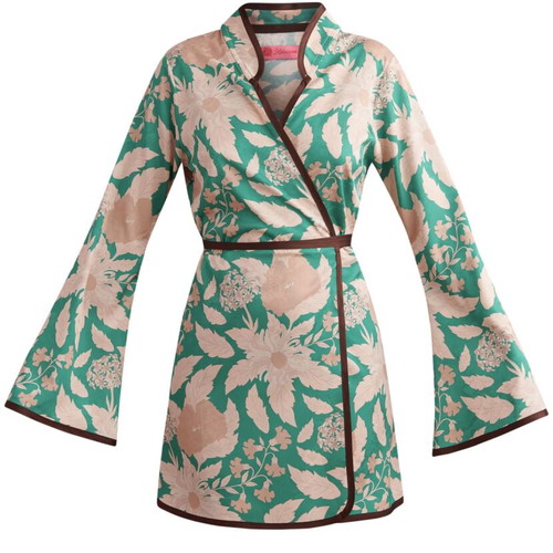 Karavan Floral Mini Wrap Dress like new, beige and green, size L