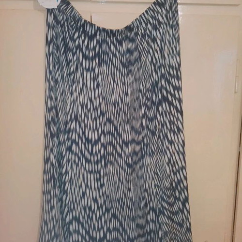 Midi skirt new, elastic waist, white and blue, sizes XXL-4XL