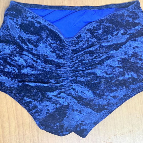High-waisted velvet shorts new, size S, blue, suitable for pilates