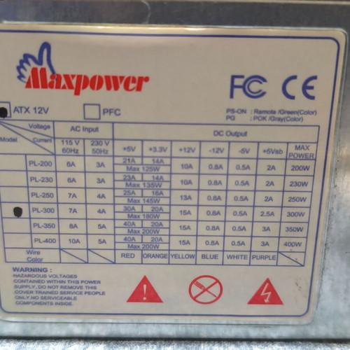 Mercury 400W and Maxpower 300W computer power supplies