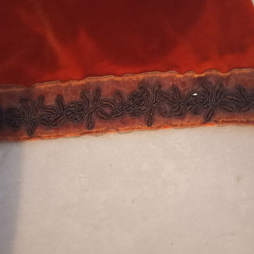 Velvet double-faced scarf with tassels, orange